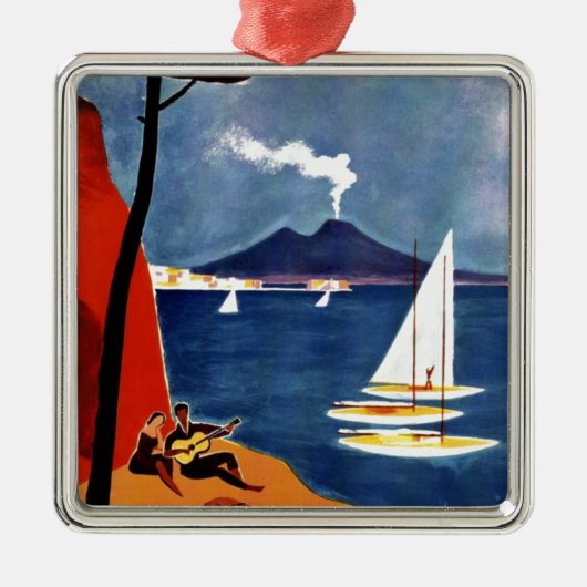 Vintage Napoli Liebe Romantik Silbernes Ornament (Vorne)