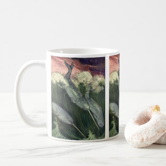 Vintage Narbale, Meereswale und Meerestiere Kaffeetasse (Mit Donut)