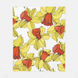 Vintage Narzisse florale botanische Blume Gelb a Fleecedecke