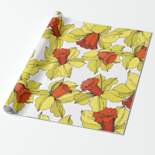 Vintage Narzisse florale botanische Blume Gelb a Geschenkpapier