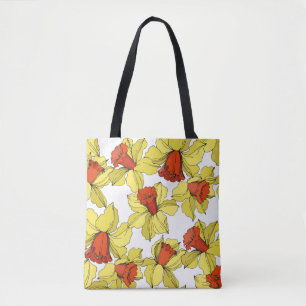 Vintage Narzisse florale botanische Blume Gelb a Tasche
