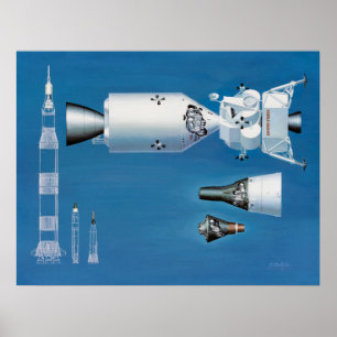 Vintage NASA-Raumfahrzeuge und Raketen Poster