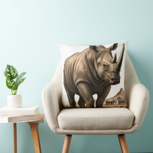 Vintage-Nashorn-Illustration der afrikanischen Tie Kissen