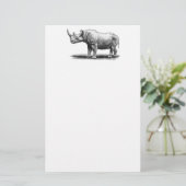 Vintage Nashorn-IllustrationRhinoRhinos Briefpapier (Stehend Vorderseite)
