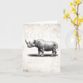 Vintage Nashorn-IllustrationRhinoRhinos Karte (Gelbe Blume)