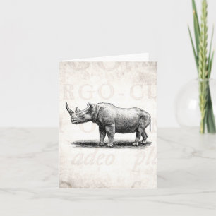 Vintage Nashorn-IllustrationRhinoRhinos Karte