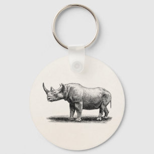 Vintage Nashorn-IllustrationRhinoRhinos Schlüsselanhänger