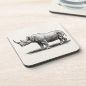 Vintage Nashorn-IllustrationRhinoRhinos Untersetzer (Linke Seite)