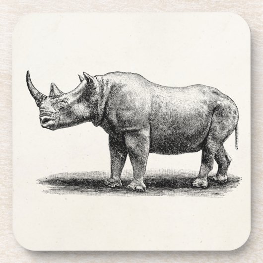 Vintage Nashorn-IllustrationRhinoRhinos Untersetzer (Vorderseite)