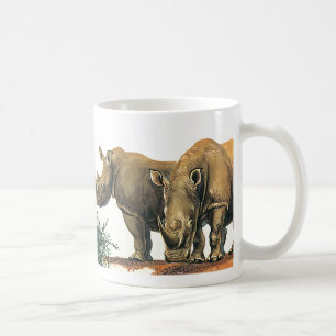 Vintage Nashörner oder Rhinozeros, wilde Dschungel Kaffeetasse