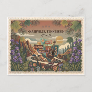 Vintage Nashville Tennessee Music City Poster Art Postkarte