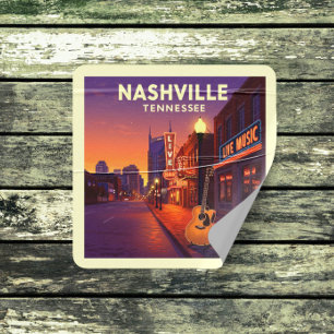 Vintage Nashville Tennessee Quadratischer Aufkleber