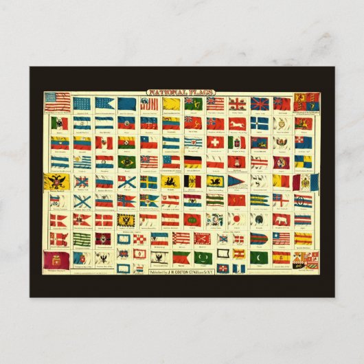 Vintage Nationalflaggen der Welt Postkarte (Vorderseite)