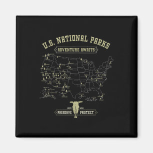 Vintage Nationalparks Karte - Amerikanisches Wande Magnet