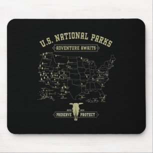 Vintage Nationalparks Karte - Amerikanisches Wande Mousepad