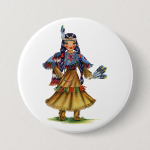 Vintage Native American in traditioneller Kleidung Button