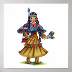 Vintage Native American in traditioneller Kleidung Poster