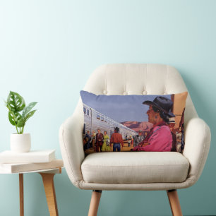 Vintage Native American Indian an einem Bahnhof Lendenkissen