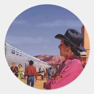 Vintage Native American Indian an einem Bahnhof Runder Aufkleber