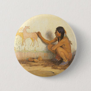 Vintage Native American, Indian Artist von Couse Button