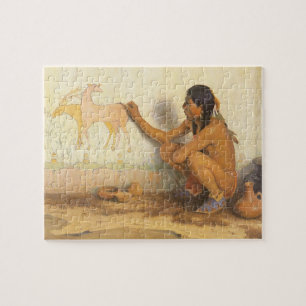 Vintage Native American, Indian Artist von Couse Puzzle