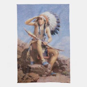 Vintage Native American Indian, Der Scout von Leig Geschirrtuch