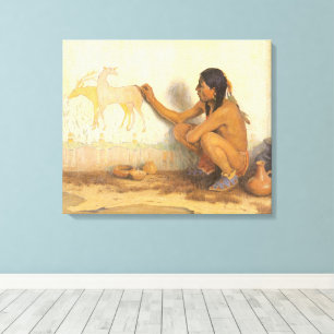 Vintage Native American, Indian Künstler von Couse Leinwanddruck