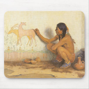 Vintage Native American, Indian Künstler von Couse Mousepad