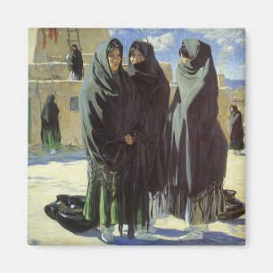 Vintage Native American, Taos Girls von Walter Ufe Magnet