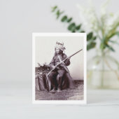 Vintage Native American Warrior Portrait Postkarte (Stehend Vorderseite)