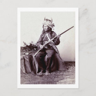 Vintage Native American Warrior Portrait Postkarte