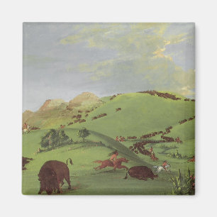 Vintage Native Americans, Büffeljagd von Catlin Magnet