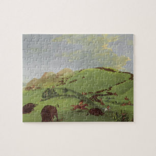 Vintage Native Americans, Büffeljagd von Catlin Puzzle