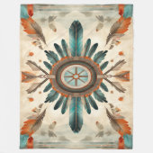 Vintage Native Feder Retro Traumfänger Muster Fleecedecke (Vorderseite)