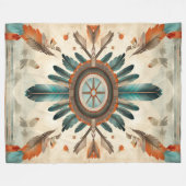 Vintage Native Feder Retro Traumfänger Muster Fleecedecke (Vorderseite (Horizontal))