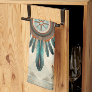 Vintage Native Feder Retro Traumfänger Muster Geschirrtuch