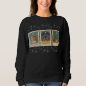Vintage Nativity Christmas Stamps Collection  Sweatshirt (Vorderseite)