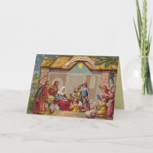 Vintage Nativity Scene Christmas Greeting Card Karte (Vorderseite)