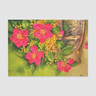 Vintage Natur Blühende Blume Wasserfarbe Seidenpapier