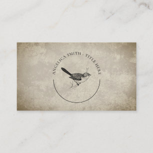 Vintage Natur - Business Card für Bushtit-Bird-Log Visitenkarte