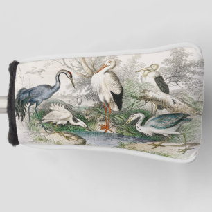 Vintage Natur-Kunstdruck Reiher Storch und Kranich Golf Headcover