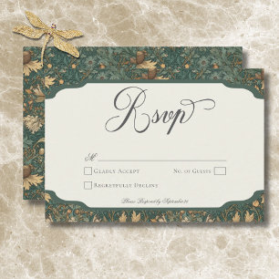 Vintage Natur William Morris Elegante Hochzeit RSVP Karte