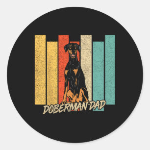 Vintage Natural Ear Dobermann Hund Papa Hundebesit Runder Aufkleber