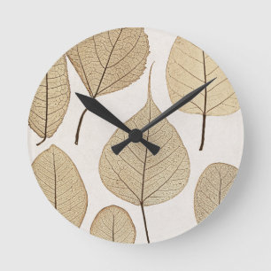 Vintage Naturalist Botanische Zeichnung Blätter Runde Wanduhr