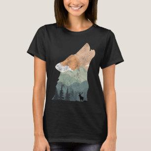 vintage Naturdesign mit Silhouette eines Wolfes T-Shirt