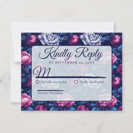 Vintage Nature Rustic Peonies Wedding  RSVP Karte (Vorderseite)