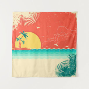 Vintage nature tropical seascape background with i wandteppich