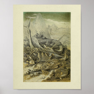 Vintage Naturgeschichte Fisch Illustration Kunst Poster