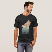 Vintage Naturgestaltung mit Silhouette des Wolfs T-Shirt (Vorne ganz)