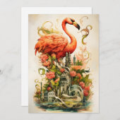Vintage natürliche Blume Flamingos Paradies Feiertagskarte (Vorne/Hinten)